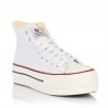 Zapatillas Lona Mujer Victoria Tribu Doble Botin Blanco