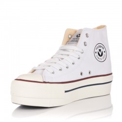Zapatillas Lona Mujer Victoria Tribu Doble Botin Blanco