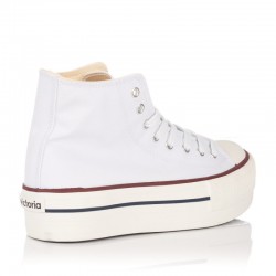 Zapatillas Lona Mujer Victoria Tribu Doble Botin Blanco