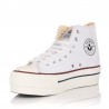 Zapatillas Lona Mujer Victoria Tribu Doble Botin Blanco