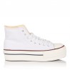 Zapatillas Lona Mujer Victoria Tribu Doble Botin Blanco