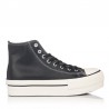 Botines Planos Mujer Victoria Tribu Doble Botín Efecto Piel Negro