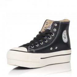 Botines Planos Mujer Victoria Tribu Doble Botín Efecto Piel Negro