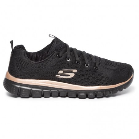Sneakers Mujer Skechers Graceful-Get Conected Negro-Oro