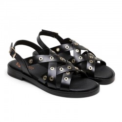 Sandalias Planas Mujer Porronet 3125 Negro