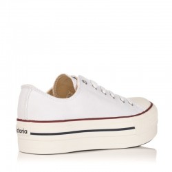 Zapatillas Lona Mujer Victoria Tribu Doble Blanco
