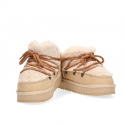 Botines Planos Mujer D.franklin Nordic Trk Fur Low Beig