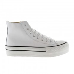 Botines Planos Mujer Victoria Tribu Doble Botín Efecto Piel Blanco