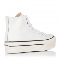 Botines Planos Mujer Victoria Tribu Doble Botín Efecto Piel Blanco