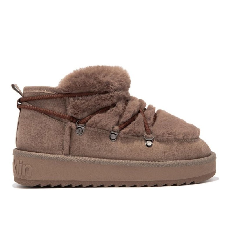 Botines Planos Mujer D.franklin Nordic Trk Fur Low Brown Marron
