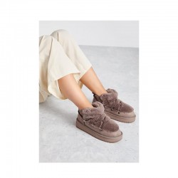 Botines Planos Mujer D.franklin Nordic Trk Fur Low Brown Marron