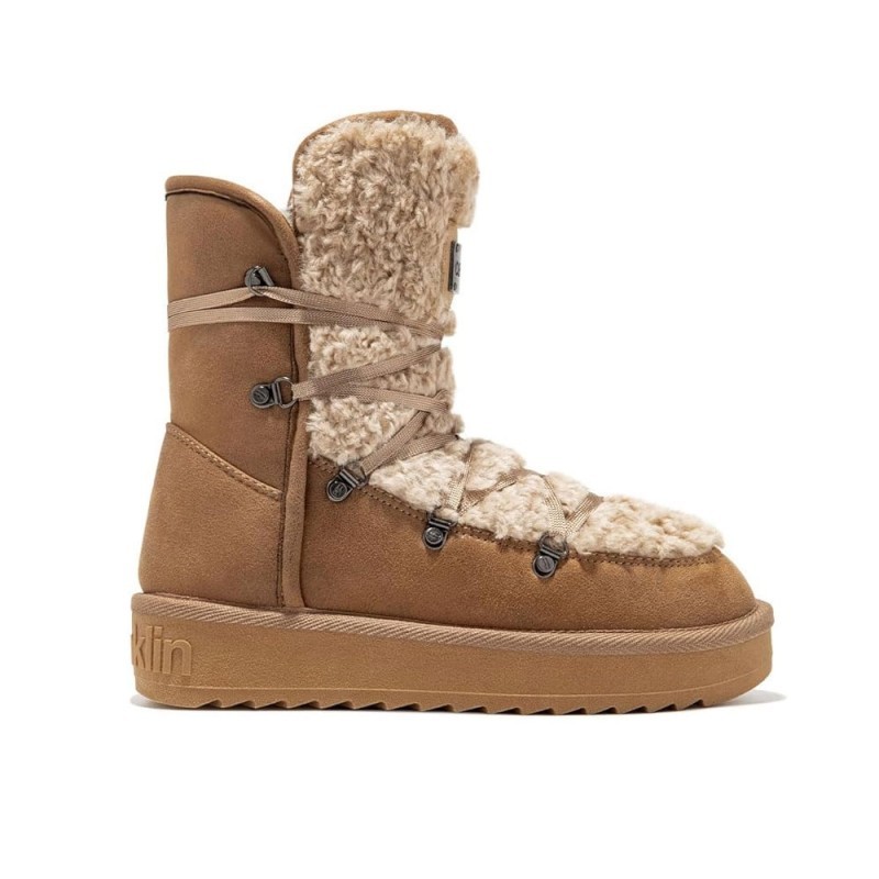 Botines Planos Mujer D.franklin Nordic Fur Sand Cuero