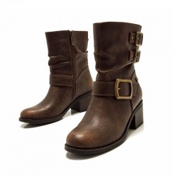 Botines de Tacón Mujer MTNG 54664 Cuero