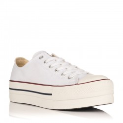 Zapatillas Lona Mujer Victoria Tribu Doble Blanco