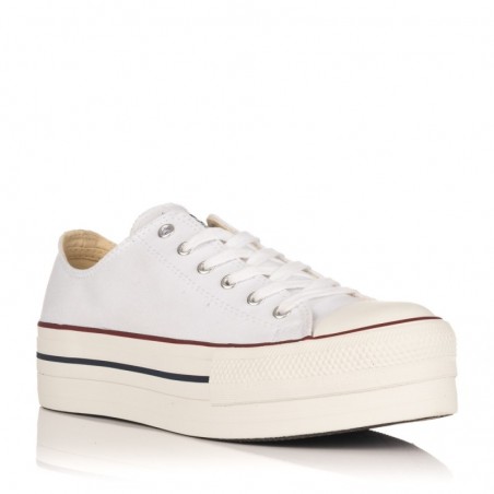 Zapatillas Lona Mujer Victoria Tribu Doble Blanco