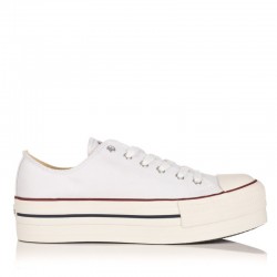 Zapatillas Lona Mujer Victoria Tribu Doble Blanco