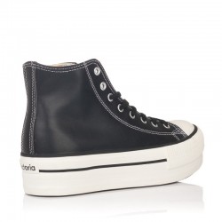 Botines Planos Mujer Victoria Tribu Doble Botín Efecto Piel Negro