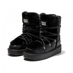 Botines Planos Mujer D.franklin Nordic Trk Fur Negro Negro