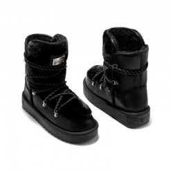 Botines Planos Mujer D.franklin Nordic Trk Fur Negro Negro