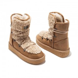 Botines Planos Mujer D.franklin Nordic Fur Sand Cuero
