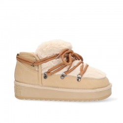 Botines Planos Mujer D.franklin Nordic Trk Fur Low Beig