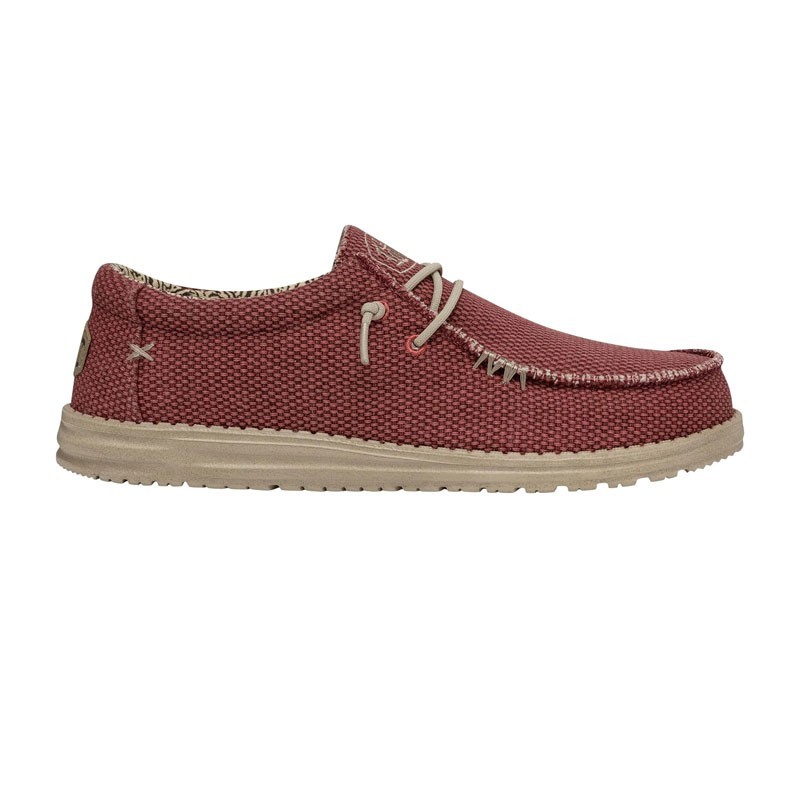 Zapatillas Lona Hombre Hey Dude Wally Braided Rojo