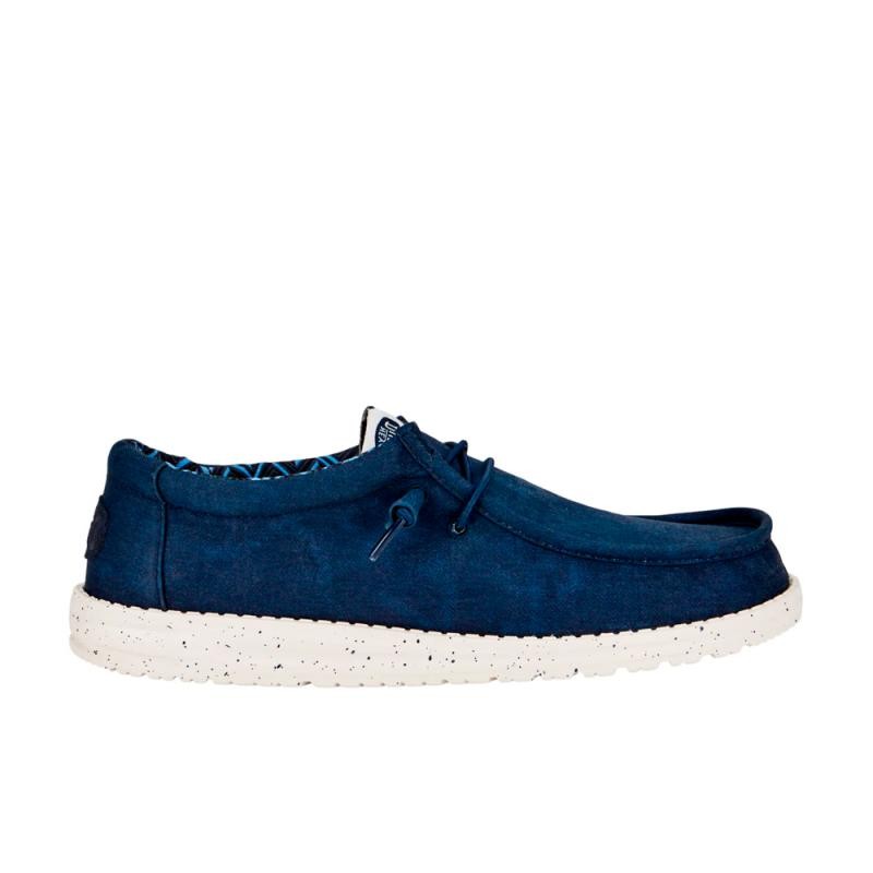 Zapatillas Lona Hombre Hey Dude Wally Strech Canvas Marino