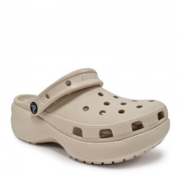 Sandalias Planas Mujer Crocs Classic Platform Clog W Beig