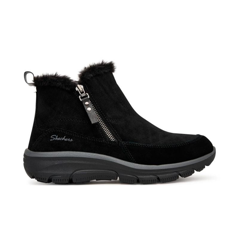 Botines Planos Mujer Skechers Easy Going - High Zip 2 Negro-Negro