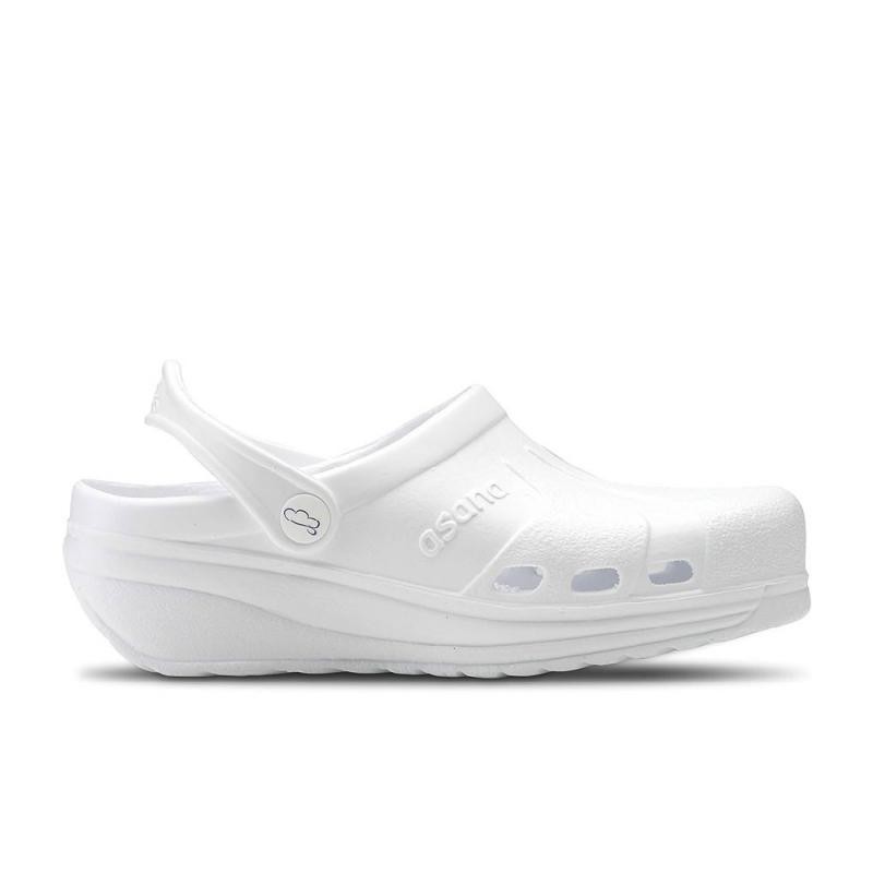 Zuecos Mujer Feliz Caminar Asana Blanco
