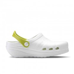Zuecos Mujer Feliz Caminar Asana Blanco-Verde