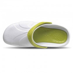 Zuecos Mujer Feliz Caminar Asana Blanco-Verde